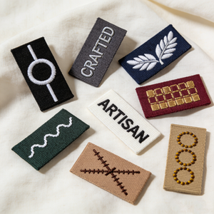 <span class=keywords><strong>Etichette</strong></span> <span class=keywords><strong>Artigianali</strong></span> Personalizzate Ricamate con Motivo Geometrico per Abbigliamento, Logo del Marchio, Decorazione, <span class=keywords><strong>Etichette</strong></span> Premium - Product Image 1