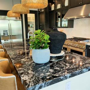 Granito Naturale Argento Nero Ondulato con Venature Bianche, Pietra Pre-Tagliata e Lucidata per Bordi a Cascata, Top per <span class=keywords><strong>Cucina</strong></span> - Product Image 5