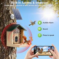 Cadeaux pour les Amateurs d'Écureuils : Mangeoire à Oiseaux en Bois à Fixation Arbre, Alimentée par Énergie Solaire, Mangeoire Intelligente en Cèdre pour Écureuils avec Panneau Solaire