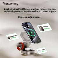 Support de chargeur de téléphone sans fil magnétique pliable 3 en 1 portable, chargeur sans fil 15W, charge rapide pour téléphone