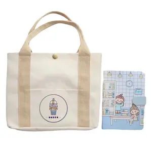 Venta al por mayor de impresión personalizada con diseño de logotipo de cuero PU asa de gran capacidad de algodón de gran tamaño bolsa de compras con cremallera - Product Image 6