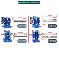 Motor DC 12V 15-300W Torsi Tinggi Kecepatan Rendah 24V Worm Gear dengan Gearbox 90 Derajat Reducer Sudut Kanan RV30 RV40
