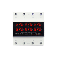 3P + N Din rail Voltmètre Ampèremètre réglable sur et sous tension limite de courant protection Monitor Six Digital Display