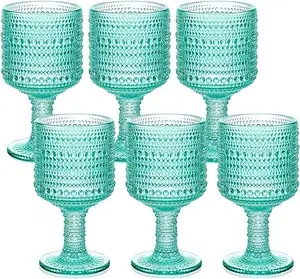 Embossed Beaded Wine Glasses Goblet Beverage Glasses for Whiskey Cocktail