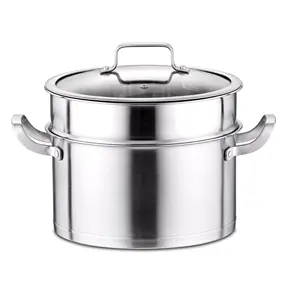 Cuiseur à induction domestique, 24 cm, 2 couches, en acier inoxydable, Pot de soupe à vapeur avec couvercle en verre trempé, offre spéciale,