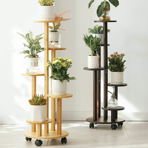 Flower Stand <strong>Ladder</strong> 5 Tier Home Indoor Shelf Holder Metal <strong>Bamboo</strong> Wood Tall Gold Display Designs Planter Pot Flower Plant Stand - Product Image 2