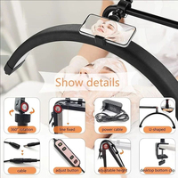 Demi-lune lumière LED vidéo lumière anneau remplissage cils lumière réglable pour ongles Salons de beauté tatouage maquillage cils lampe manucure Table