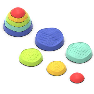 Juego de 5 Piedras de Paso Cilíndricas de Plástico Ecológico y Colorido para Niños de 5 a 7 Años, Circuito de Obstáculos Interior/Exterior que Mejora el Equilibrio - Product Image 4