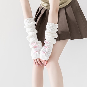 <span class=keywords><strong>Gants</strong></span> en tricot <span class=keywords><strong>mi</strong></span>-<span class=keywords><strong>longs</strong></span> pour femmes, style Lolita, automne-hiver 2026, avec nœud, doigts ouverts - Product Image 3