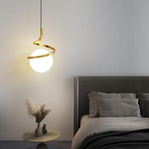 Decorazione della casa nordica luce pendente a spirale LED soffitto alto lampade a sospensione per comodino illuminazione nero bianco <span class=keywords><strong>oro</strong></span> <span class=keywords><strong>paralume</strong></span> in vetro - Product Image 4