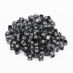 Cuentas Acrílicas con Números y Letras <span class=keywords><strong>Inglesas</strong></span>, Cuentas Sueltas para Manualidades Infantiles, Accesorios para Joyería, Forma Cuadrada, Blanco/Multicolor - Product Image 5