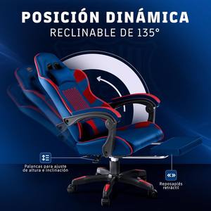 Chaise de bureau Anji avec repose-pieds rétractable, en tissu bleu, pour jeunes, chaise de gaming officielle, chaise de gaming massante pour maître de jeu - Product Image 3