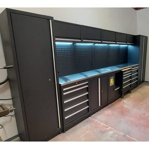 JZD Powder Coating Steel Workshop Stationary Garage Tool Box Toolbox Worktable Work Bench With Hooks Plate Board
