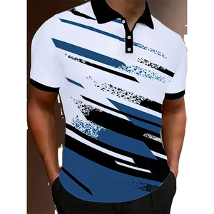 เสื้อยืดแฟชั่นฤดูร้อนผู้ชาย สไตล์ยุโรปอเมริกัน พิมพ์ลายดิจิตอล 3 มิติ แขนสั้น พร้อมหัวเข็มขัดสำหรับเสื้อโปโล ผลิตจากผ้าเทอร์รี่ - Product Image 1