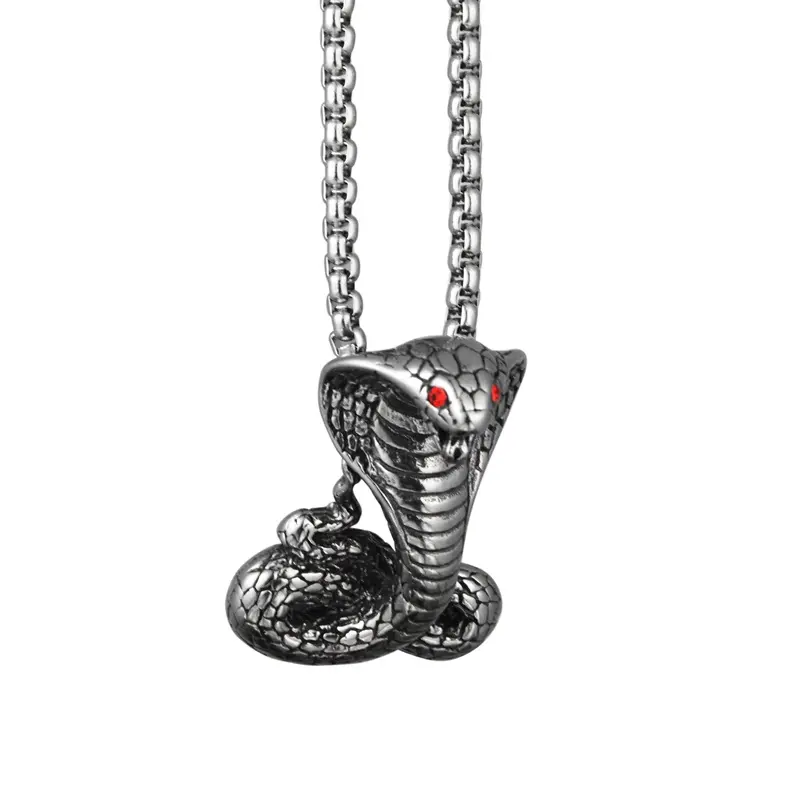 Hip Hop Punk Retro Cobra Python Snake pendant Serpent Gothic Jewelry Stainless Steel For Men Necklace