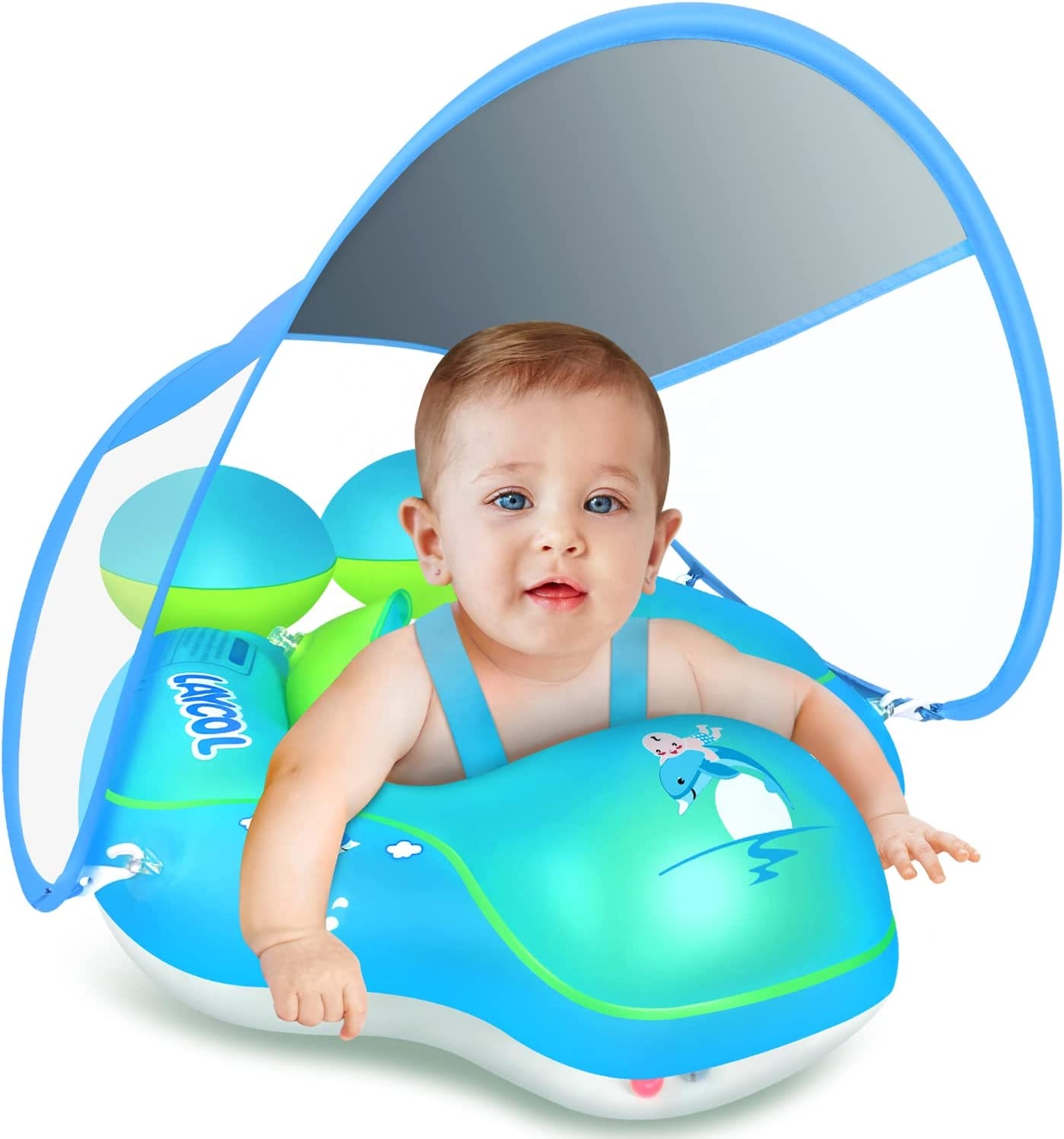 Flotador de piscina para bebé con protección solar uv, anillo de flotación de piscina inflable con asiento de seguridad, flotador de primavera para bebé, entrenador de natación para recién nacido