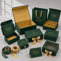 Maßgefertigte Premium Grüne Starre Magnetische 4 6 8 12 16 24 Schokoladenbox mit Goldeneinteilungen für Süßigkeiten, Trüffel, Dessert-Sets Verpackung