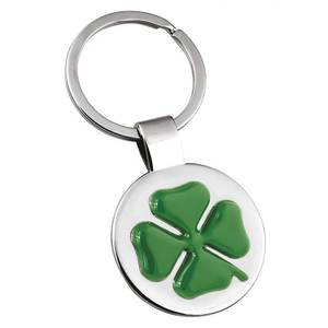 Porte-clés en bois trèfle à quatre feuilles vert - Product Image 1