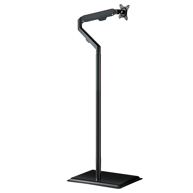 For Aluminum Alloy Black Ultra Long Monitor Arm Floor Display Stand with Multi-dimensional Swivel and Max VESA 75/100mm