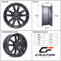 Jantes forgées CF 6061-T6 20 22 24 pouces 5x127 PCD 71.5 CB compatibles avec Dodge Durango SRT Hellcat RT GT personnalisées ODM