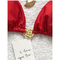 Bikini Rojo Sexy de Verano, Conjunto de 3 Piezas, Traje de Baño con Shorts para Vacaciones en la Playa 2026 para Chicas Jóvenes