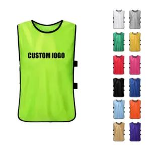 Senza maniche Child Mesh Logo personalizzato stampato nome reversibile Football Training Vest bavaglini training kids pinnies soccer