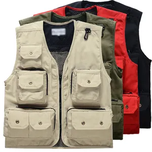 Haute qualité pêche multi-poches hommes utilitaire gilet personnalisé été extérieur maille tir photographe journaliste gilets - Product Image 1