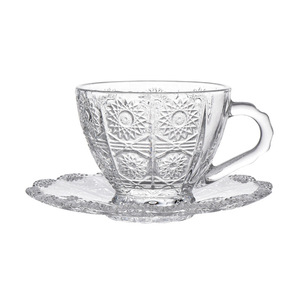 Elegante juego de taza y platillo de café de vidrio de estilo europeo, minimalista Home Café Essentials, duradero para Espresso, té y capuchino - Product Image 1