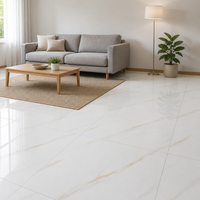 Carreaux de sol en porcelaine effet marbre Carrara brillant 600x600mm White Lotus pour salon, antibactériens, pour hôtel
