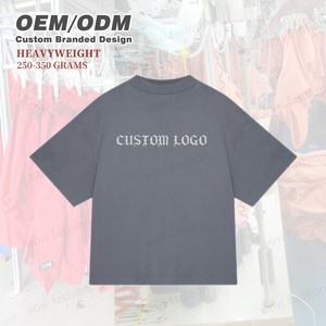 Camiseta de Algodón Grueso de Alta Calidad, Estilo Francés, Personalizable con Estampado, Talla Grande, Estilo Urbano, Vintage, Lisa, para Hombre, Informal - Product Image 2