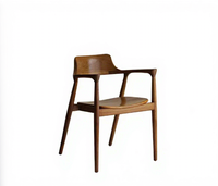Fauteuil d'appoint en bois massif avec coussin en tissu tressé, idéal pour villa, hôtel ou maison moderne