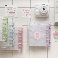 Carpeta A7 de Estilo Coreano con Cubierta Suave, Doble Hebilla, PVC Transparente, 6 Anillas, Porta Tarjetas de Fotos para Álbum, Decoración de Uñas