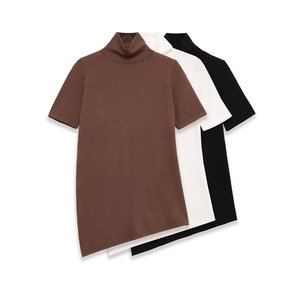 <span class=keywords><strong>T</strong></span>-<span class=keywords><strong>shirt</strong></span> asymétrique à <span class=keywords><strong>col</strong></span> haut pour <span class=keywords><strong>femme</strong></span>, style vintage européen et américain, nouvelle collection estivale, tendance et élégante - Product Image 1