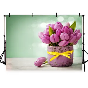 Triangulación de envíos, 3D telón de fondo de tulipanes, Impresión de tela para fiesta de cumpleaños, decoración de pared, accesorios de estudio fotográfico, fotografía personalizada