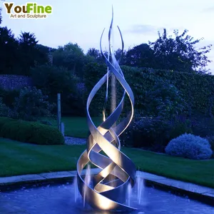 Garden Metal Modern Polished Outdoor Garden Art Sculpture Metal Stainless Steel Water Feature Fountain