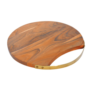 Planche à découper ronde en bois d'acacia durable pour la cuisine, les légumes, la pizza, le service des aliments, la maison, l'hôtel, le restaurant - Passe au lave-vaisselle - Product Image 4