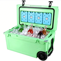 Glacière isotherme à roulettes 55L, double compartiment, LLDPE PU, glacière thermique portable, chariot pour le camping en plein air, la pêche, les pique-niques