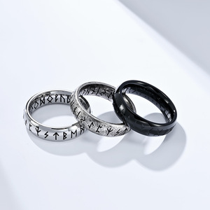 Anillos Nórdicos Vikingos Vintage <span class=keywords><strong>para</strong></span> Hombre, Anillos de Acero Inoxidable <span class=keywords><strong>para</strong></span> Hombre y Mujer, Regalo con Runas Vikingas, Anillo de Regalo <span class=keywords><strong>para</strong></span> Él - Product Image 1