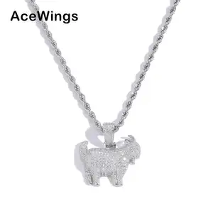 SP009 925 Sterling Silver Animal Pingentes Com CZ Pedra Para Homens E Mulheres Colar