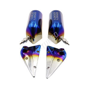 Miroirs latéraux universels JDM pour voiture de course <span class=keywords><strong>F1</strong></span>, miroirs carrés en titane bleu brûlé avec lentille bleue - Product Image 3