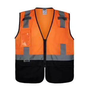 Safety Vest Custom Logo Manufacturers Reflective Breathable Zipper Front 100% Polyester Mesh Hi Vis High Visibility Workwear