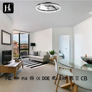 Modern black acrylic 20 inch LED <b>light</b> with <b>remote</b> <b>control</b> <b>ceiling</b> fan, 5-blade AC motor suitable for bedrooms - Product Image 3