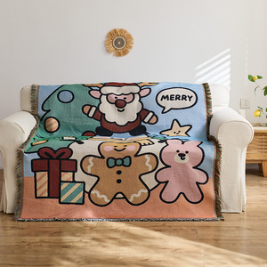 Funda de sofá navideña con estampado de dibujos animados, manta decorativa lavable de poliéster y algodón para sala de estar - Product Image 4