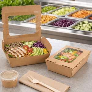 Caja de Almuerzo de Papel Kraft de 650 ml con Ventana de PE y Tapa Abatible, Contenedor Desechable para Alimentos, Embalaje para Llevar, Ecológico, Resistente a la Grasa - Product Image 4
