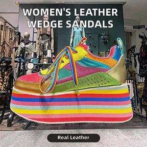 Zapatos Casuales de Primavera y Otoño para Mujer, Estilo Europeo, Nuevos, de Cuero Genuino, con Plataforma y Suela Gruesa, con Cordones, que Aumentan la Altura - Product Image 2