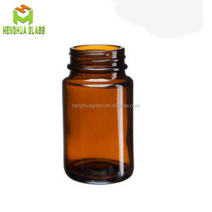 Bouteille de tablette vide en verre ambré à large bouche de 75ml 75cc 2.5oz capsule pilule de stockage de vitamines bouteille en verre avec bouchon à vis - Product Image 1