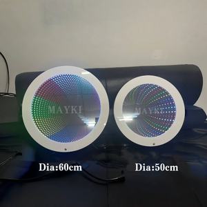 Lampe LED tunnel miroir infini rond à lumière sensorielle, expérience sensorielle interactive, miroir infini blanc pour salles de jeux - Product Image 3