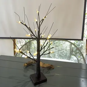 Luz de noche Led popular internacional Mini árbol de Navidad Lámpara de mesa de luz de árbol de alambre de cobre