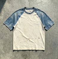 T-shirt surdimensionné de haute qualité, impression DTG personnalisée, t-shirts à manches longues effet usé