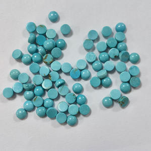 ลูกปัดพลอยเทอร์ควอยซ์ธรรมชาติทรงกลมแบนสำหรับทำเครื่องประดับ - Product Image 1